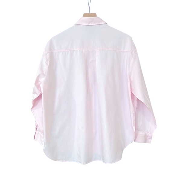 Zara Long Sleeve Button Down Oversize Cotton Top Pink Size Large - Picture 2 of 8